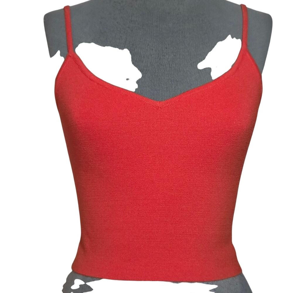 Orange Knit Body Controur Tank Size Small